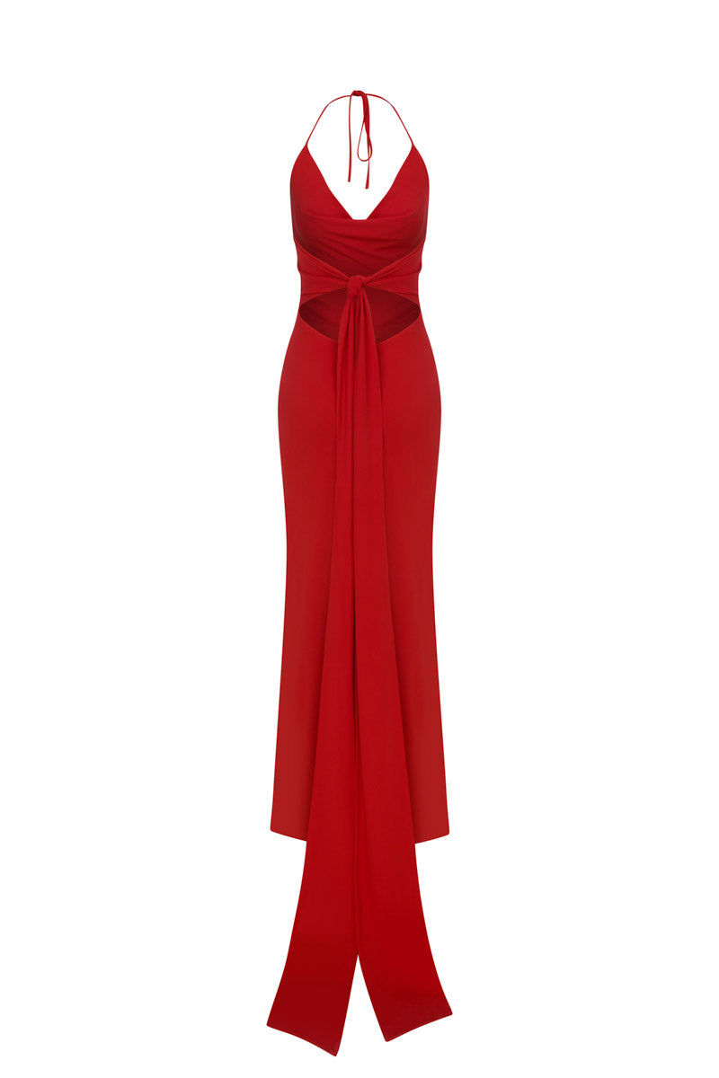 BIAS CUT DRESS WITH SASH DETAIL