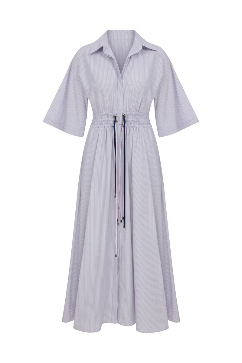 SHIRT DRESS WITH DRAWSTRINGS