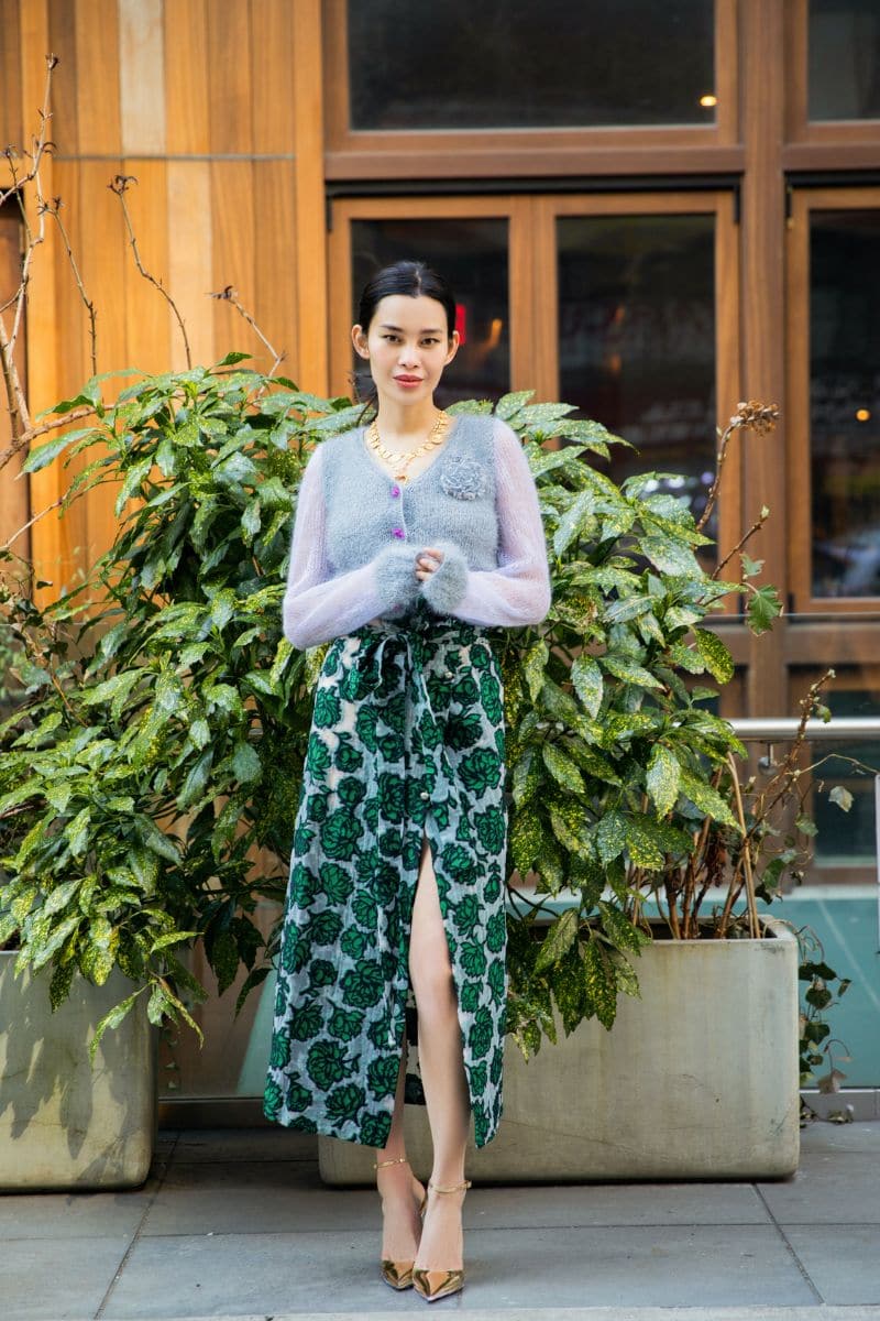 GRAY HANDMADE CASHMERE KNIT CARDIGAN