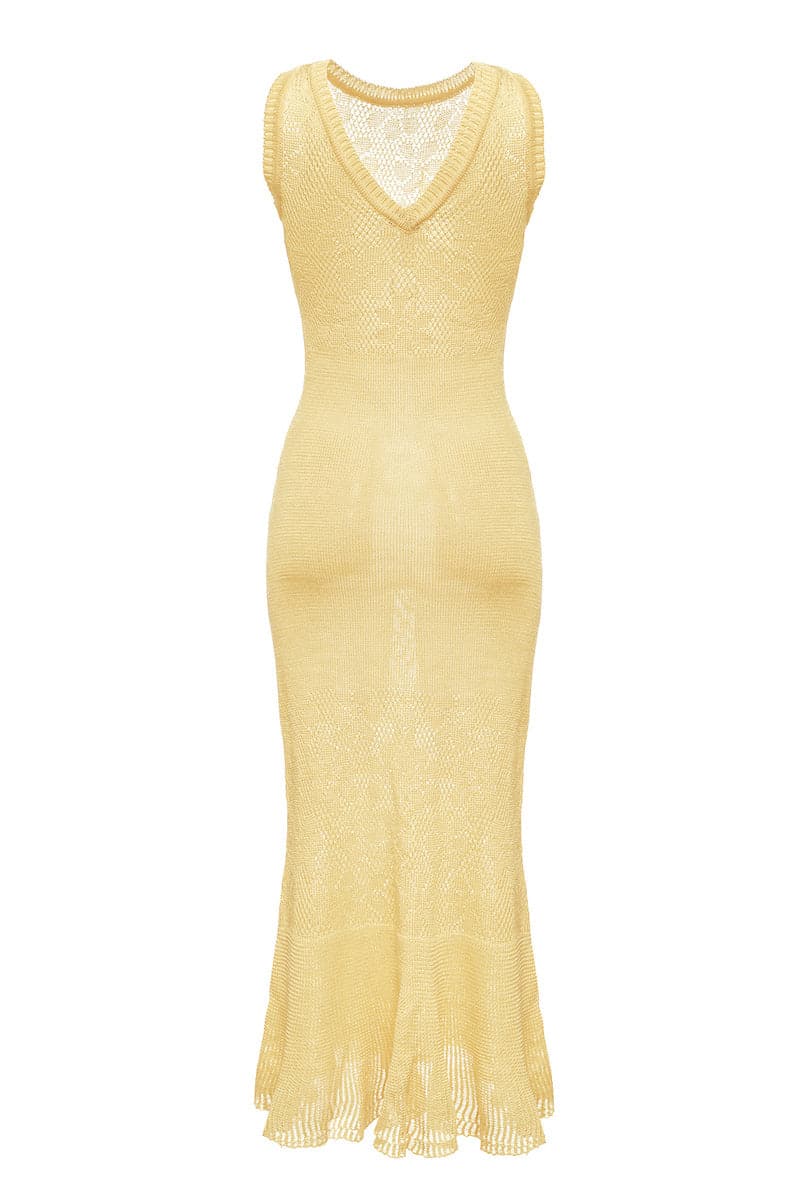 KNIT MIDI DRESS WITH FEATHERS