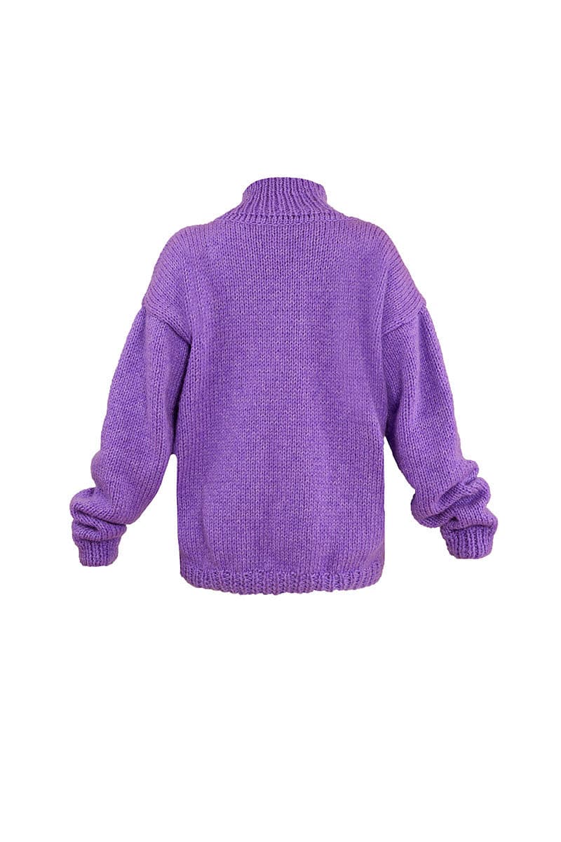 HAND-KNIT TURTLENECK PURPLE SWEATER