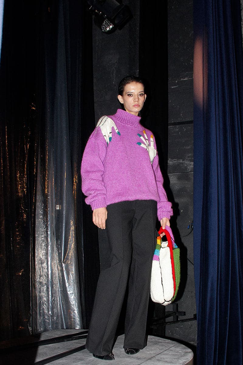 HAND-KNIT TURTLENECK PURPLE SWEATER