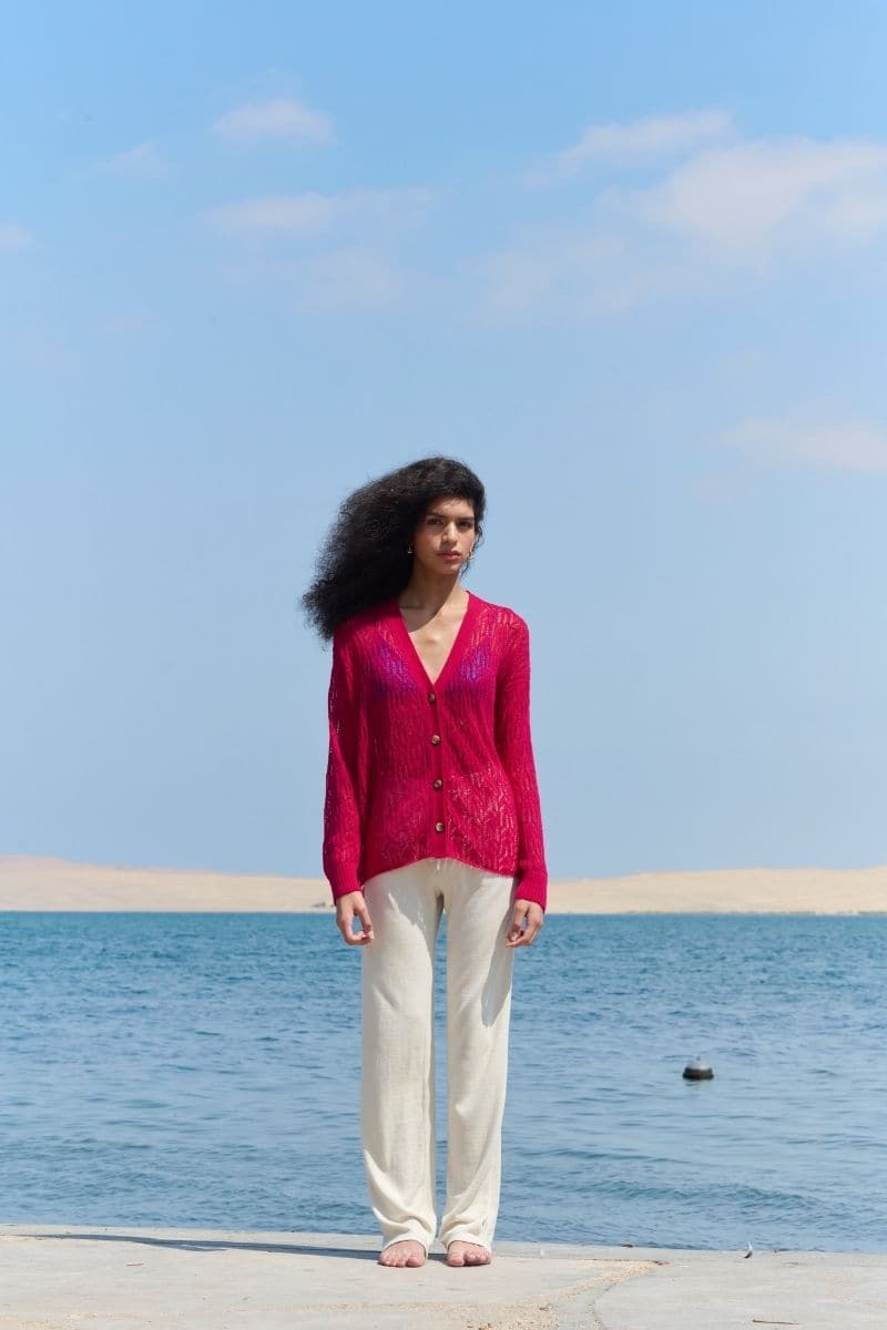 FRAMBUESA PINK ARAÑITA V NECK CARDIGAN