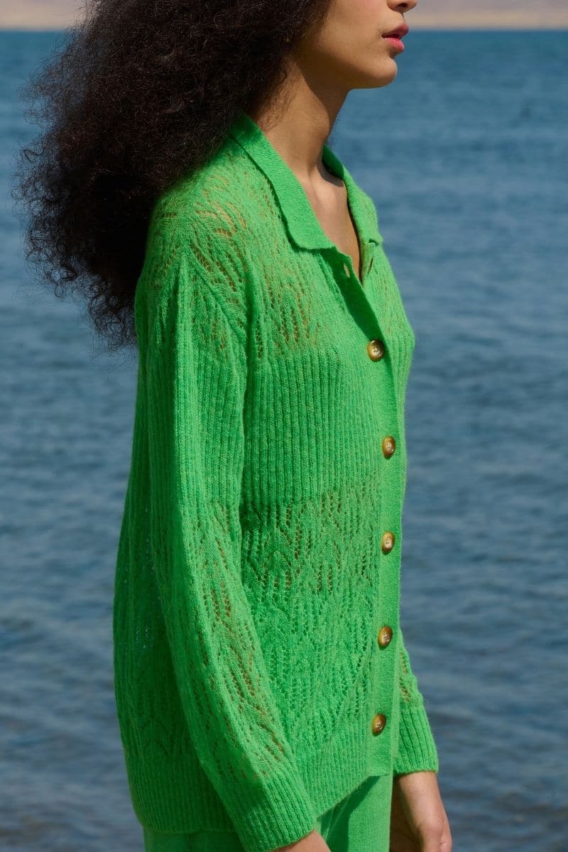 GREEN ARAÑITA COLLARED CARDIGAN