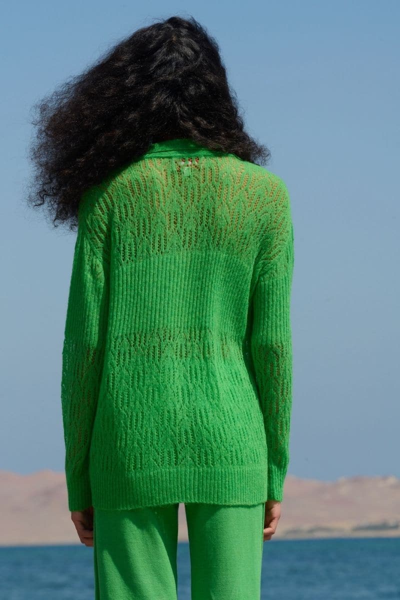 GREEN ARAÑITA COLLARED CARDIGAN