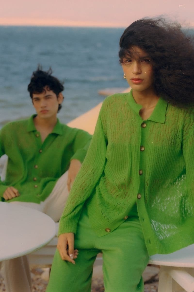GREEN ARAÑITA COLLARED CARDIGAN