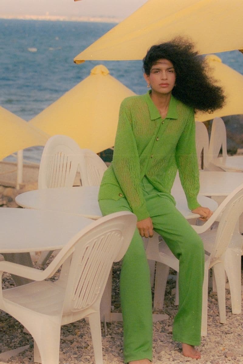 GREEN ARAÑITA COLLARED CARDIGAN