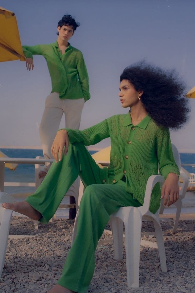 GREEN ARAÑITA COLLARED CARDIGAN