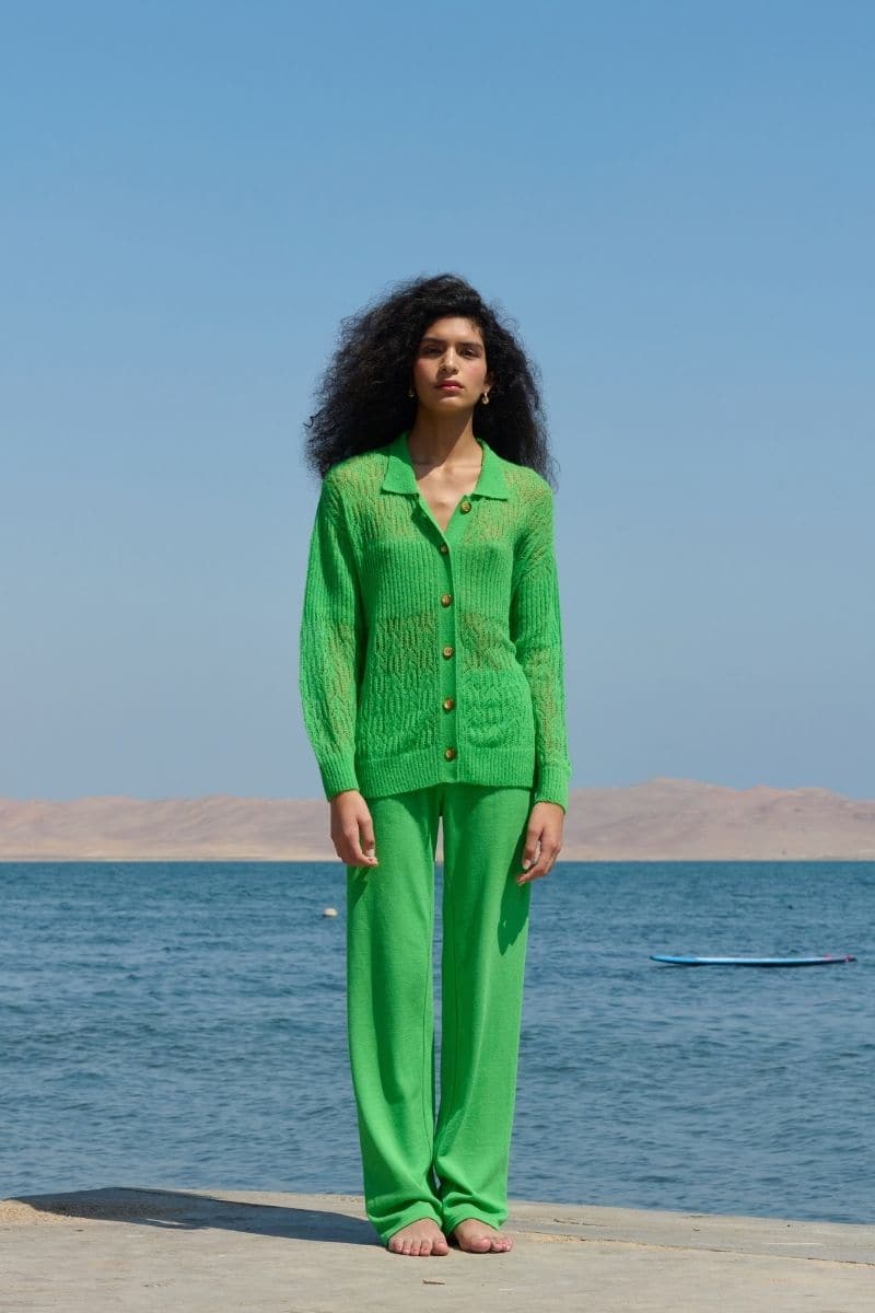 GREEN ARAÑITA COLLARED CARDIGAN