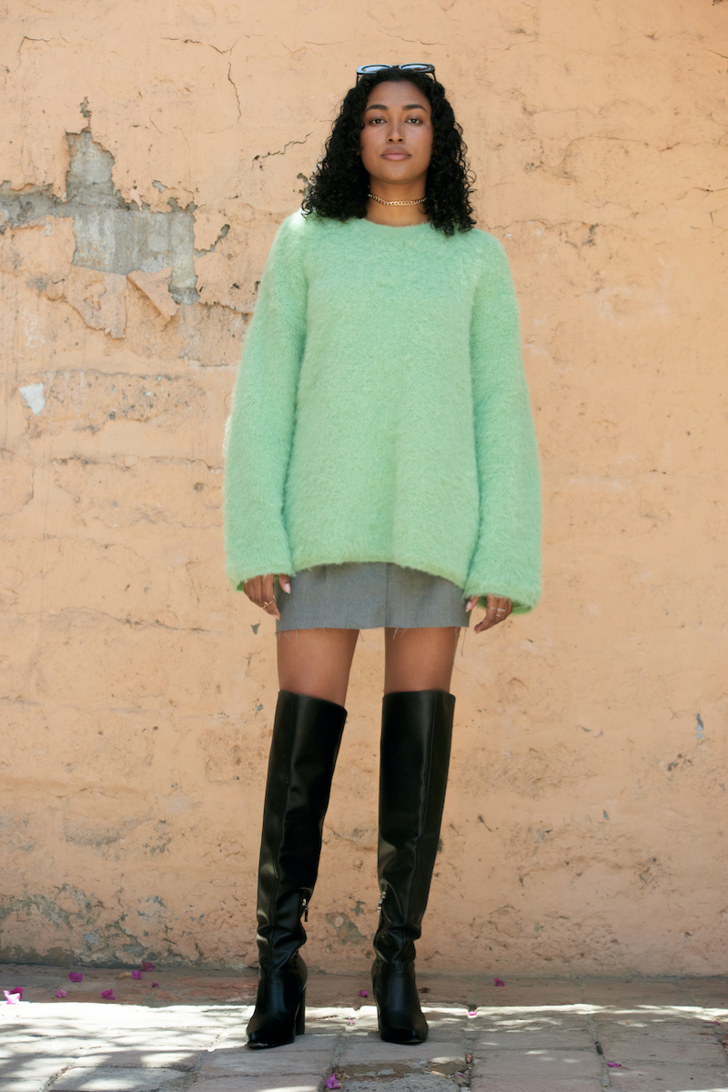 SURI KNITTED MINT CREWNECK