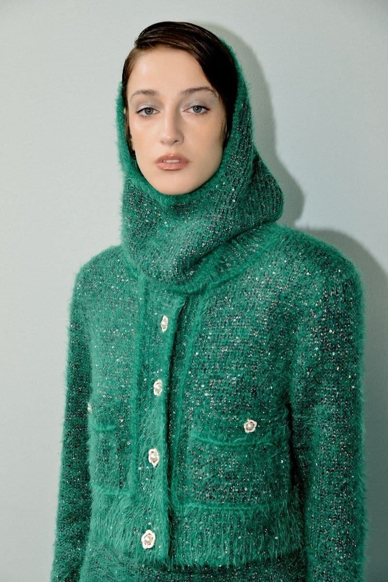 GREEN CROPPED CARDIGAN