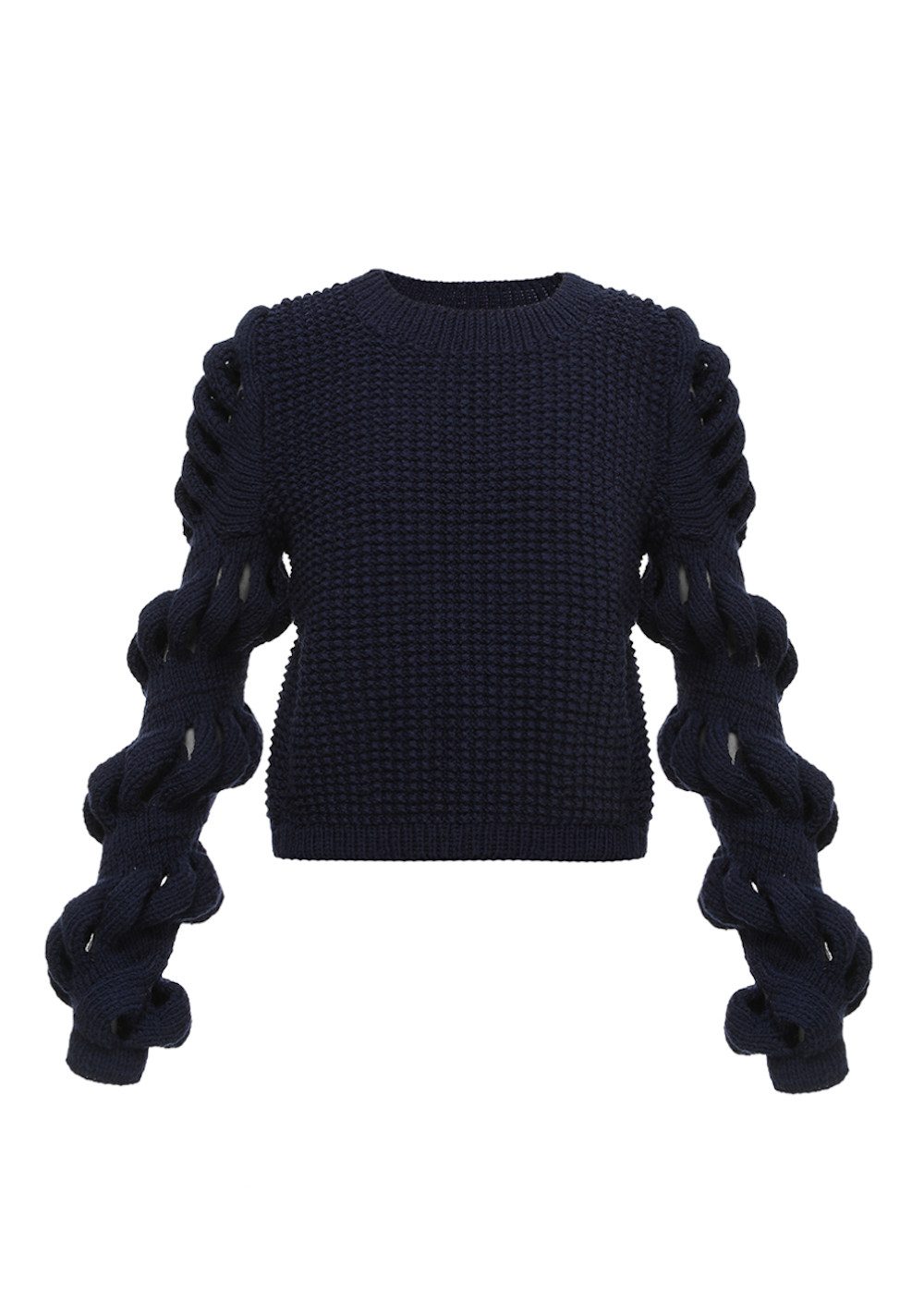 HAND-KNITTED WOOL-BLEND BLACK SWEATER
