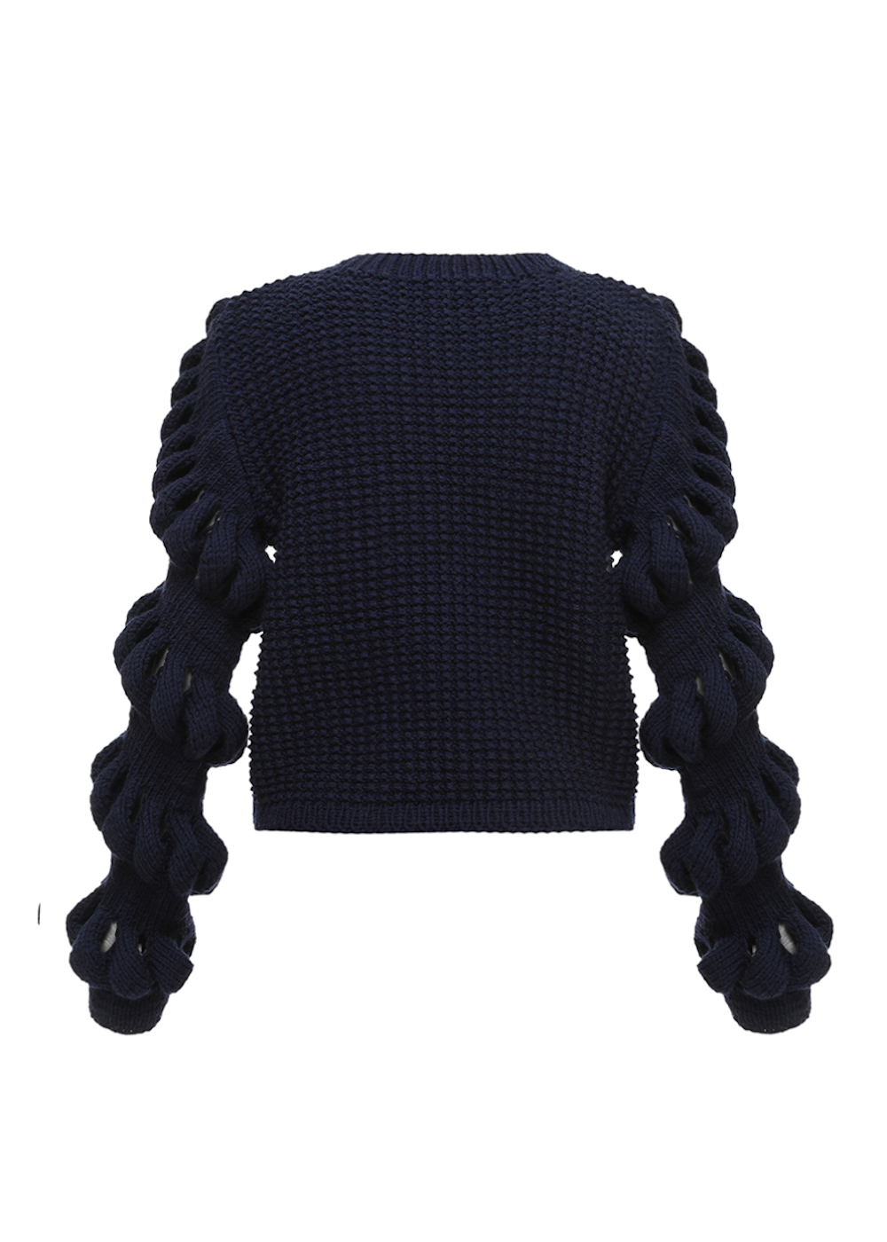 HAND-KNITTED WOOL-BLEND BLACK SWEATER