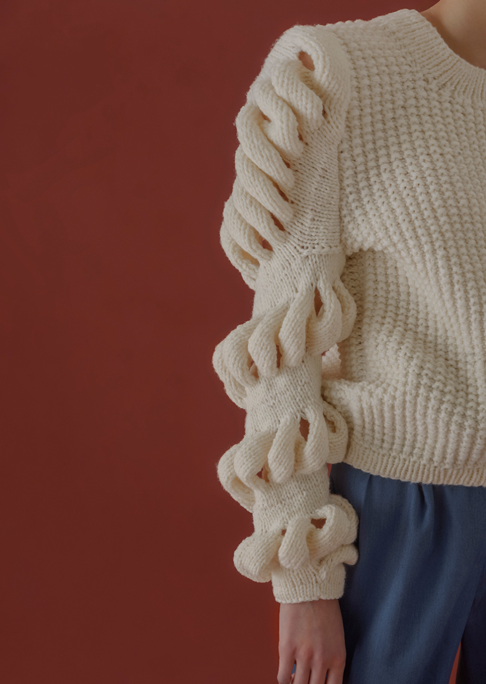 HAND-KNITTED WOOL-BLEND SWEATER