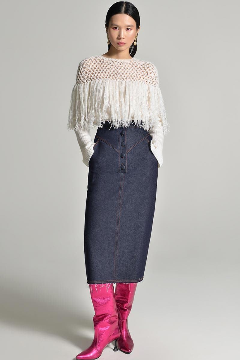KNITTED SWEATER WITH FRINGES