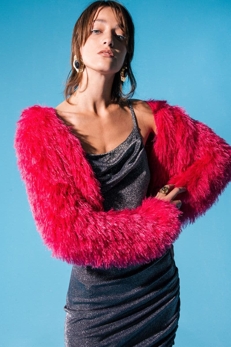 POP PINK FLUFFY CARDIGAN