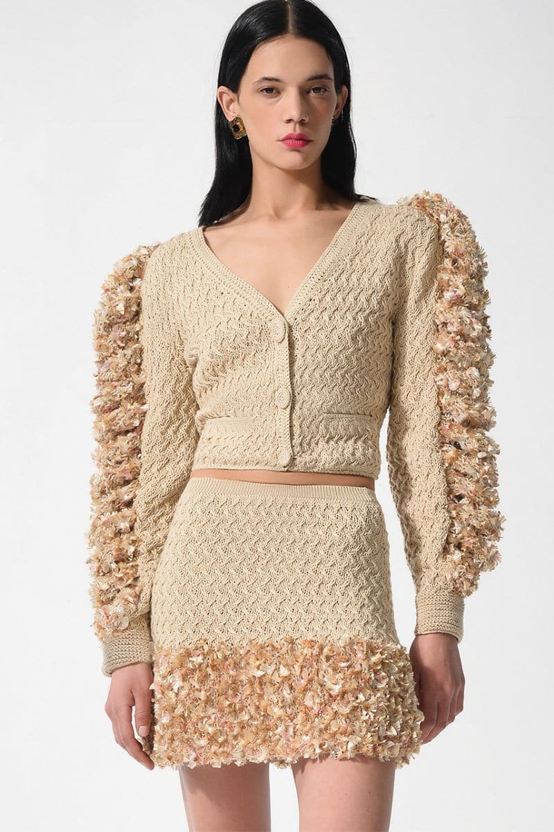 SANDY BEIGE HAND KNITTED CARDIGAN