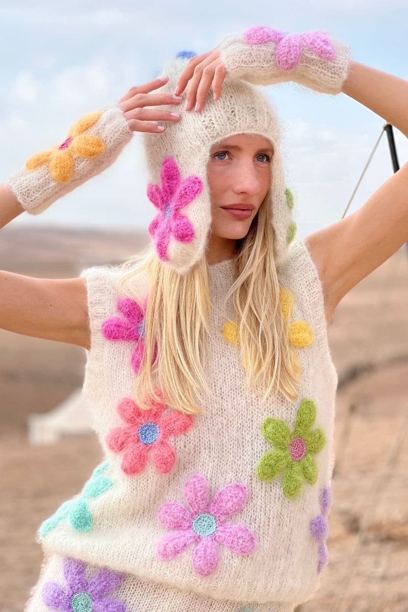 ECRU FREE FLOWERS MOHAIR VEST