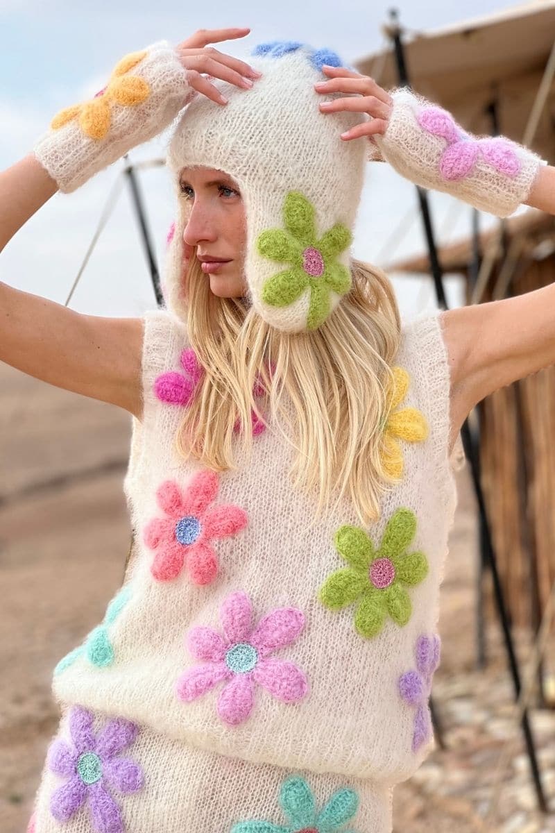 ECRU FREE FLOWERS MOHAIR VEST