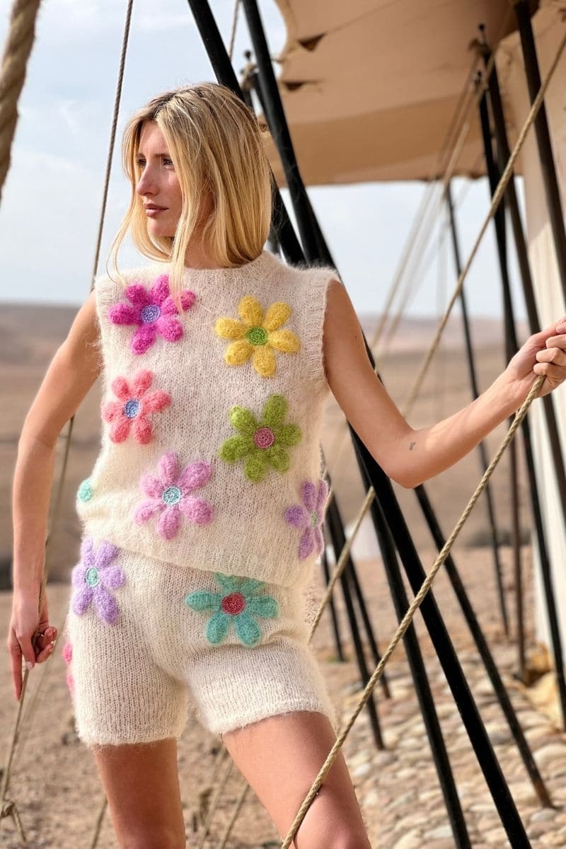 ECRU FREE FLOWERS MOHAIR VEST