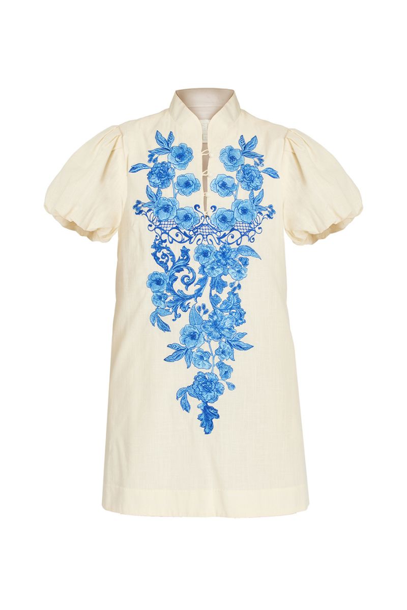 ELLIANA MINI DRESS IN IVORY ROYAL