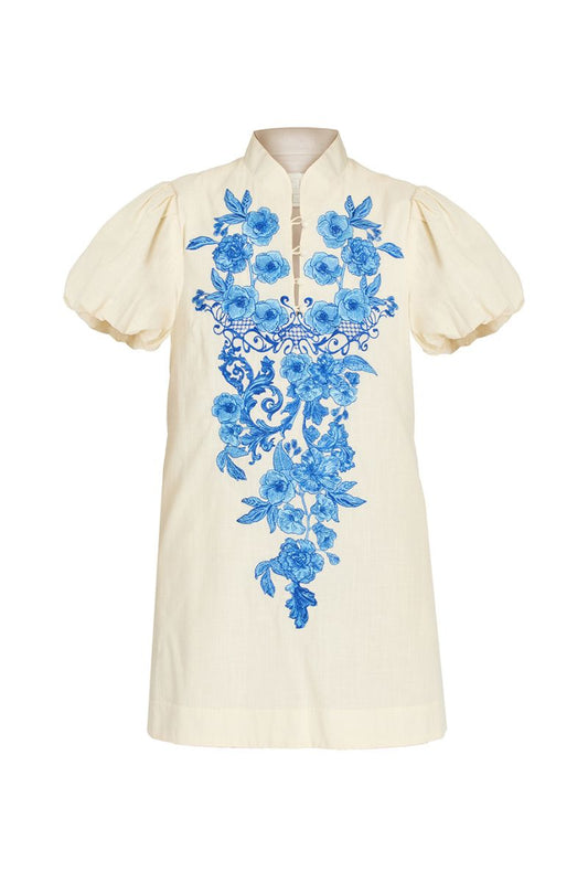 ELLIANA MINI DRESS IN IVORY ROYAL