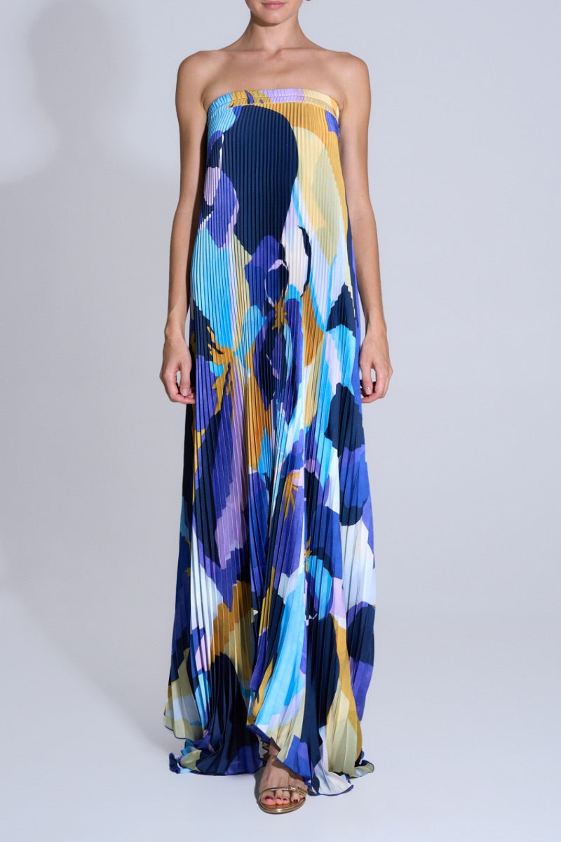 BISOUS STRAPLESS GOWN IN BLUE CALYPSO