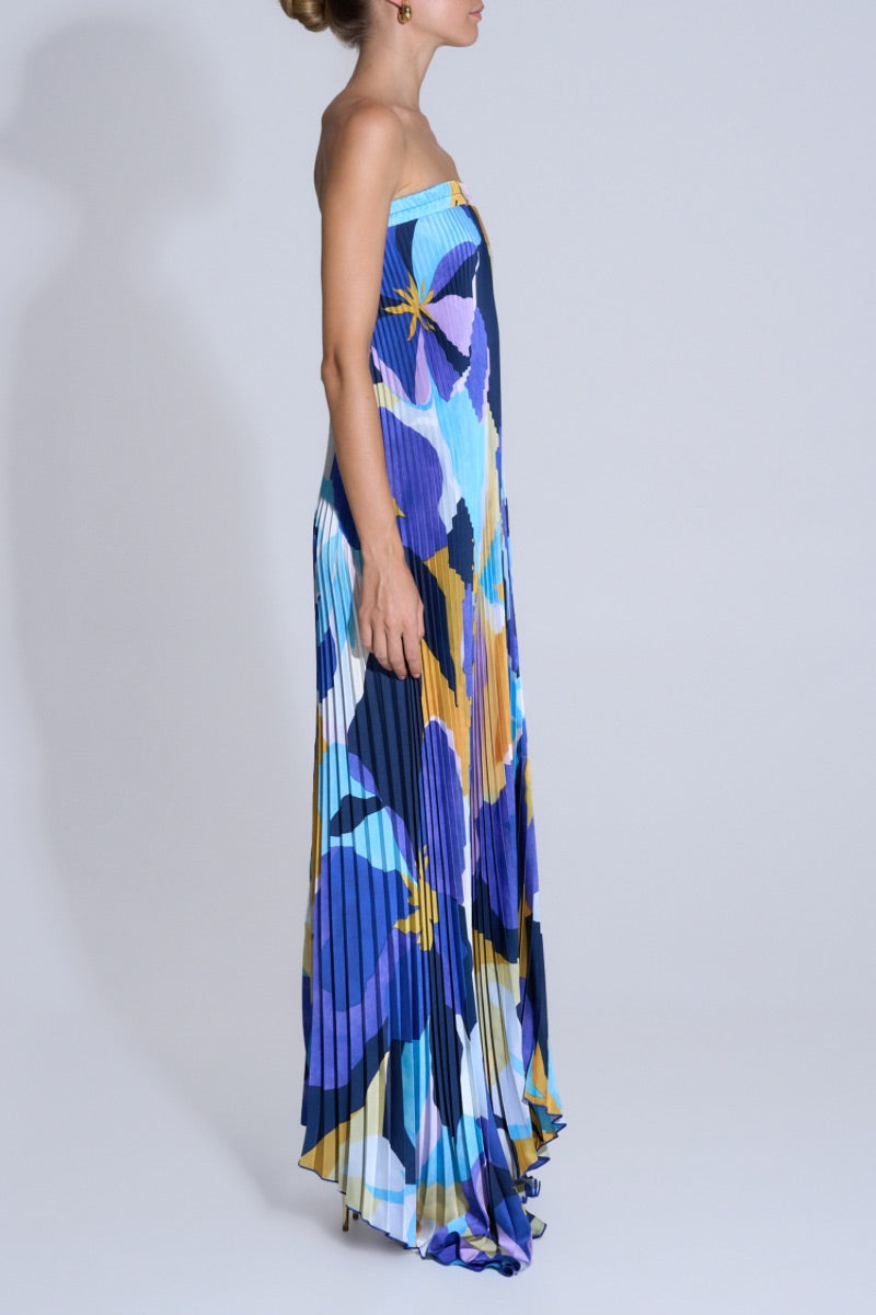 BISOUS STRAPLESS GOWN IN BLUE CALYPSO
