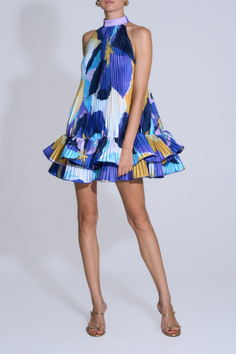 SOLEIL MINI DRESS IN BLUE CALYPSO