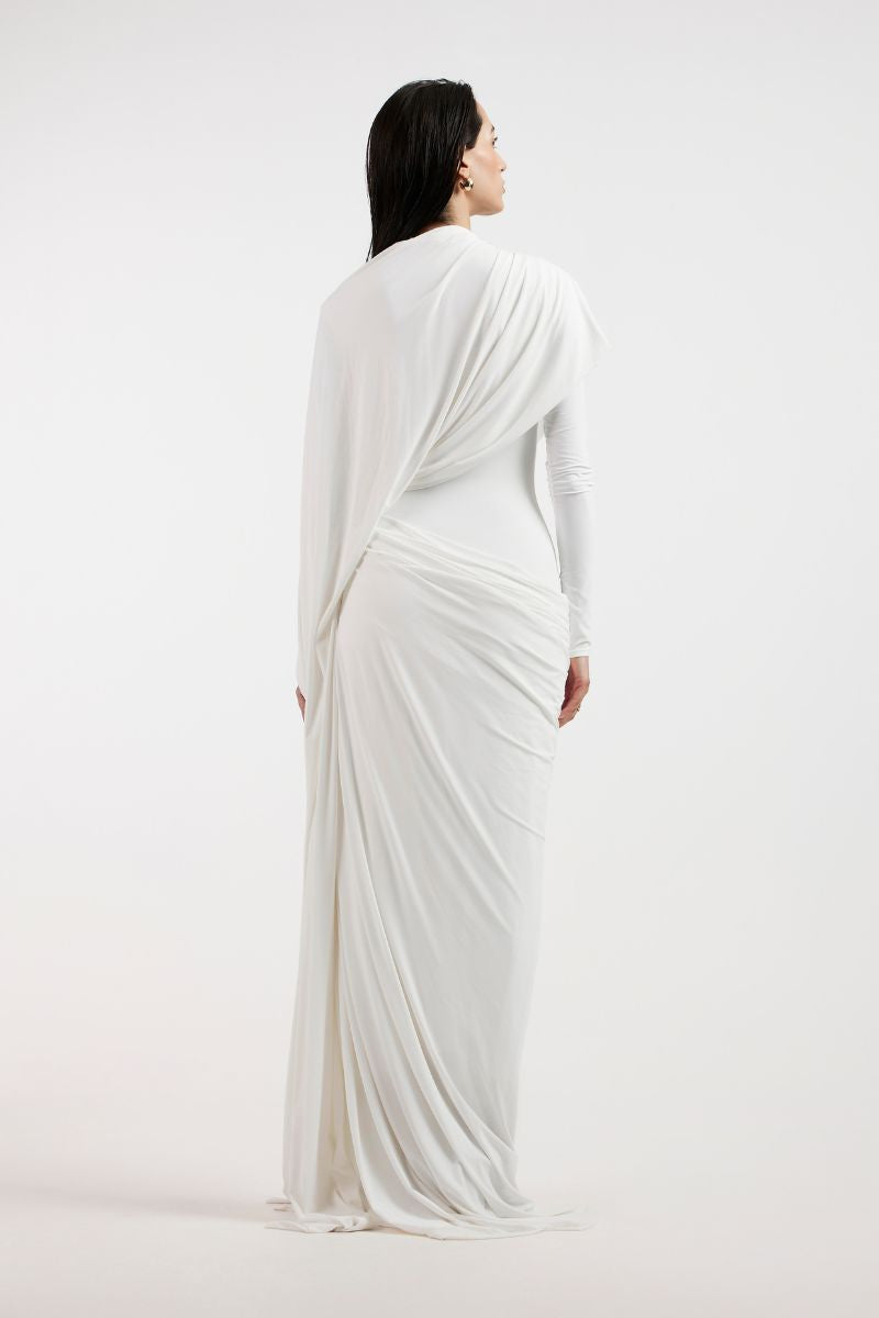 NADIA WHITE DRAPED GOWN