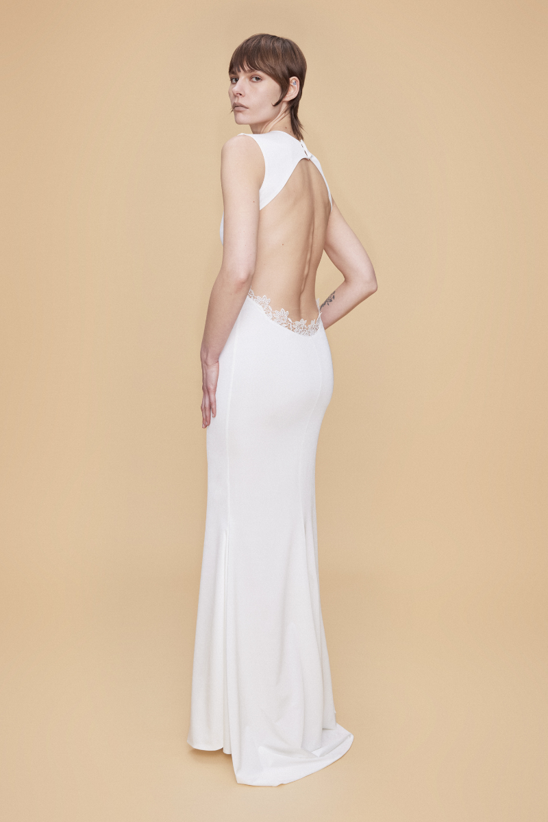 JERSEY BACKLESS MAXI DRESS IN WHITE