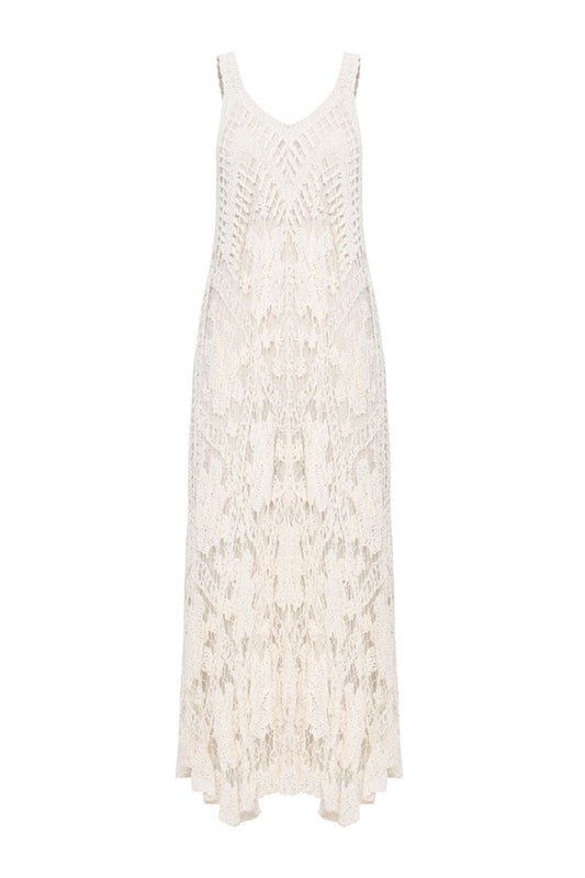 ARTISANAL LACE DRESS IN BEIGE