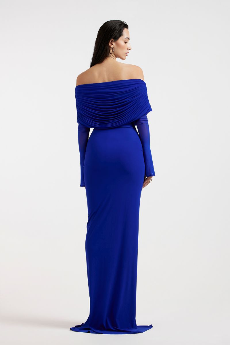 THALIA OFF SHOULDER COBALT DRESS