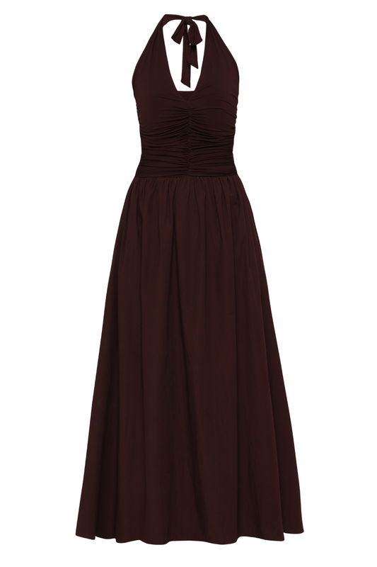 CANNES DRESS IN DARK WALNUT