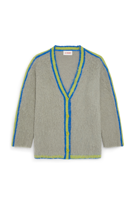 SHY GREEN OVERSIZED MULTICOLORED SURI CARDIGAN
