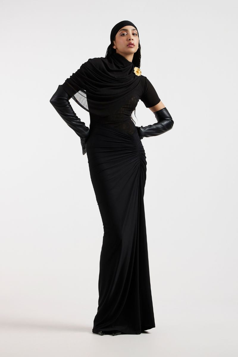 RHEA BLACK MAXI DRESSES