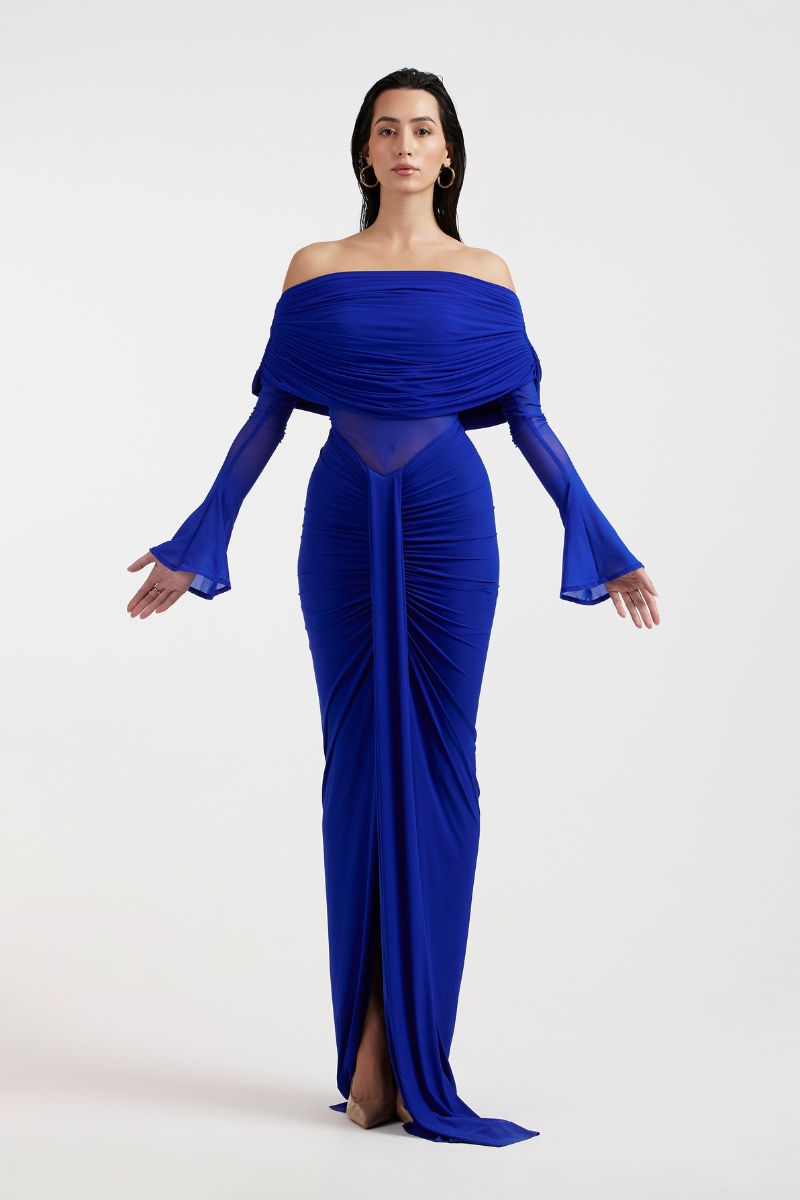 THALIA OFF SHOULDER COBALT DRESS
