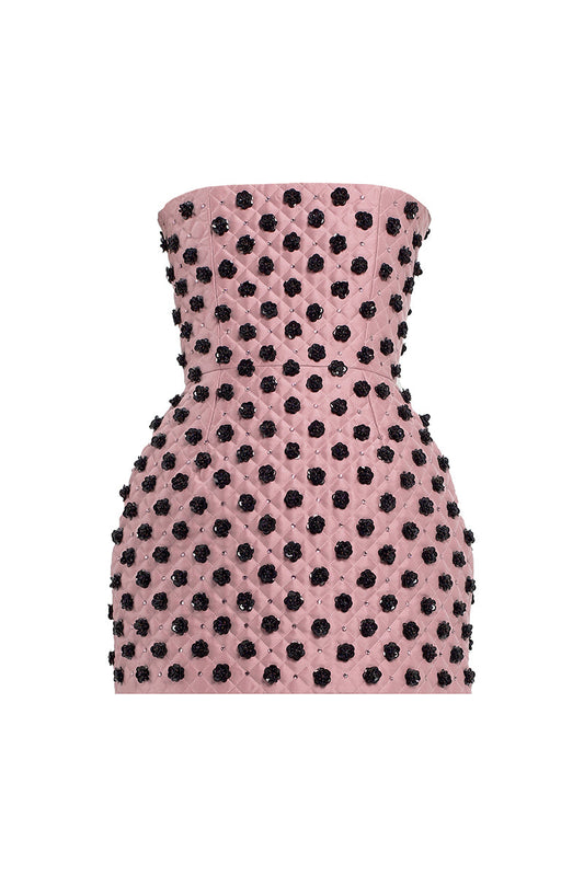QUILTED MINI DRESS IN PINK