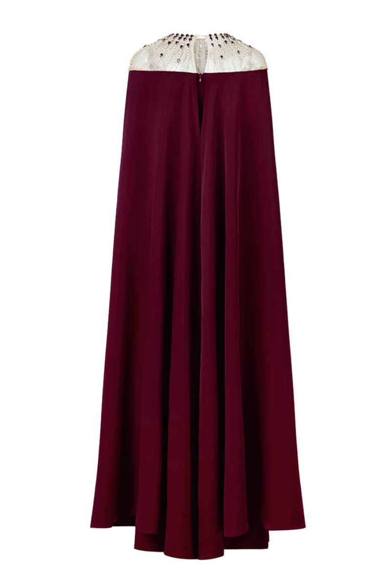 LONG SLEEVE GOWN IN BURGUNDY