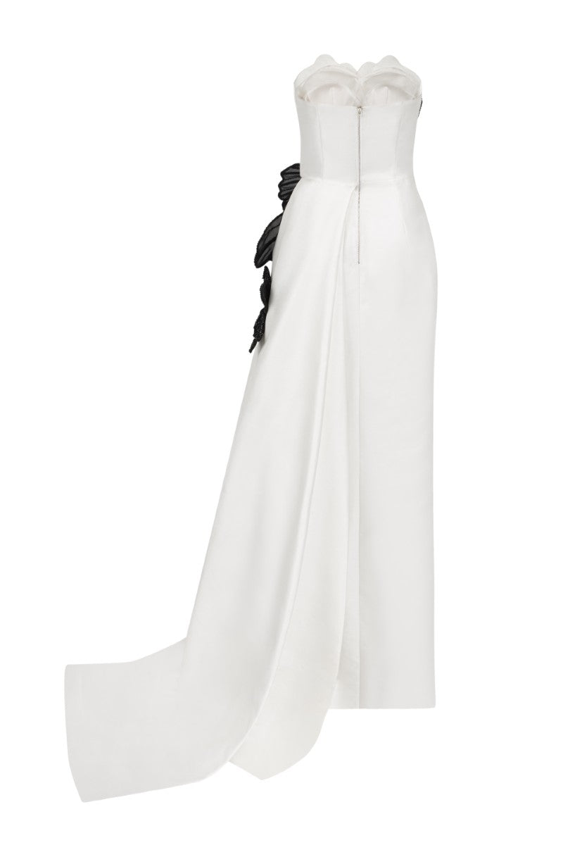 SIDONIE TAFFETTA GOWN IN WHITE AND BLACK