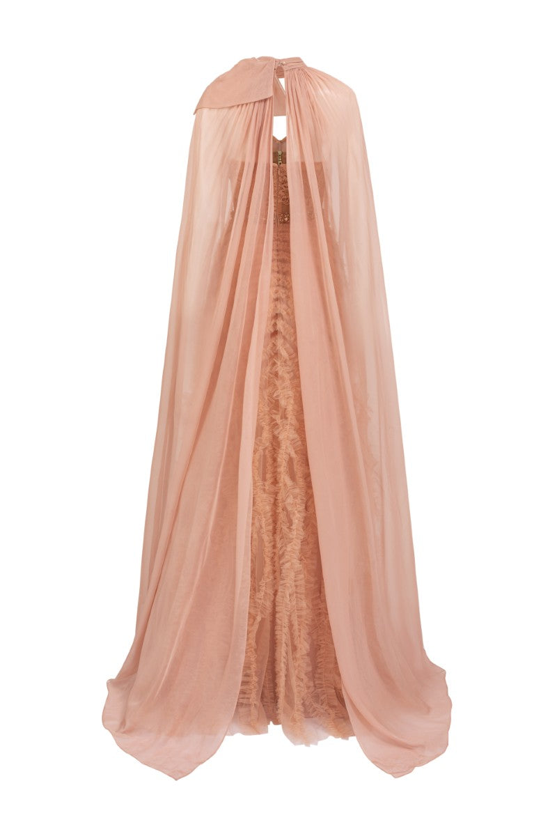 CÉCILE TULLE GOWN IN ROSE BEIGE