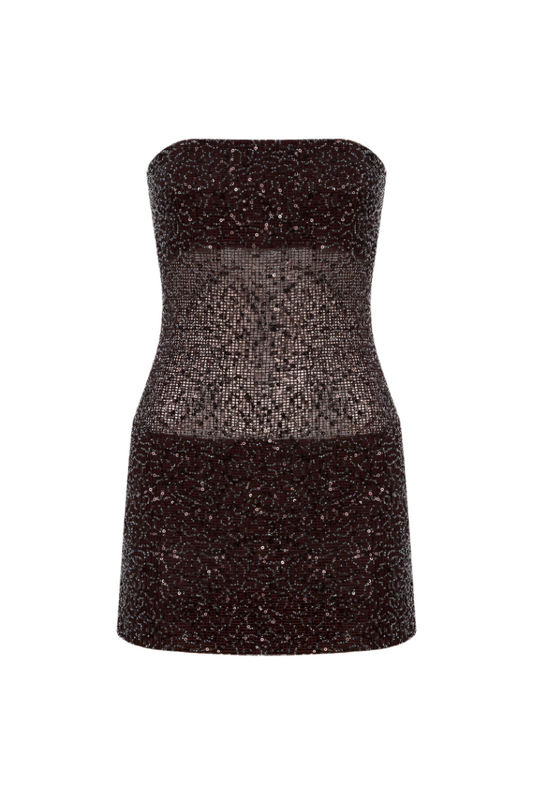 LISA DRESS IN BROWN SEQUIN