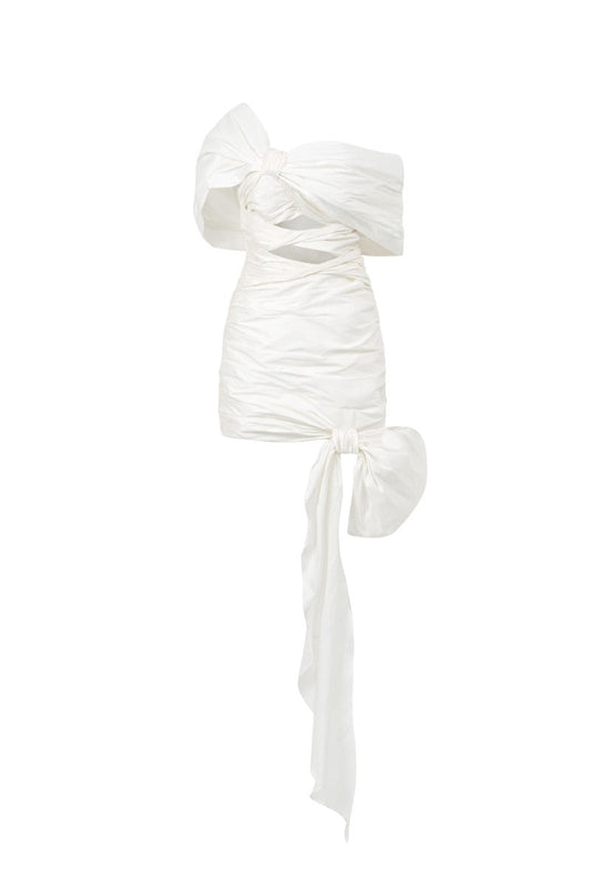 KENDALL TAFFETA CUT OUT DRESS IN WHITE