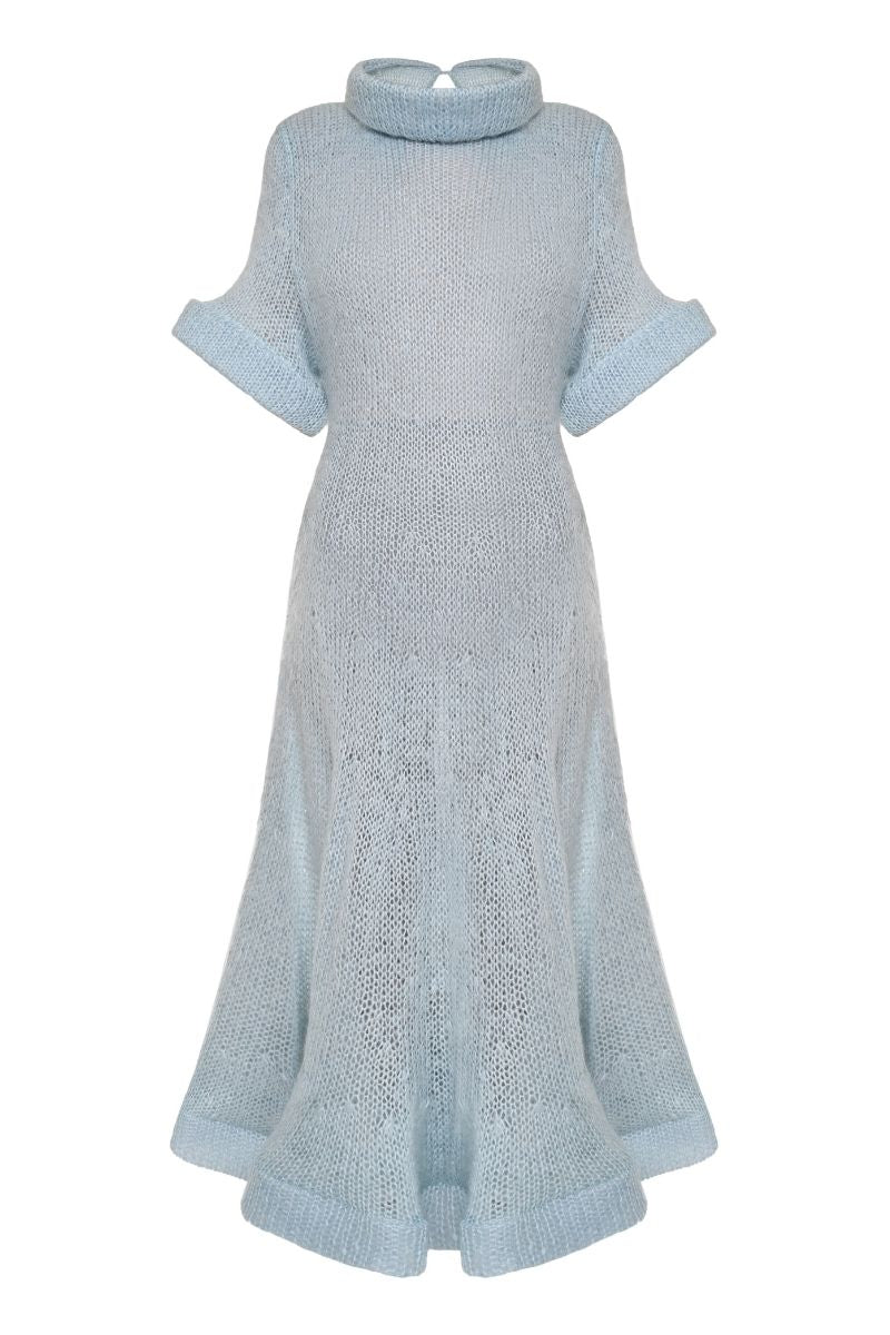 DRAPED MIDI DRESS IN SKY BLUE
