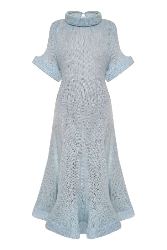 DRAPED MIDI DRESS IN SKY BLUE