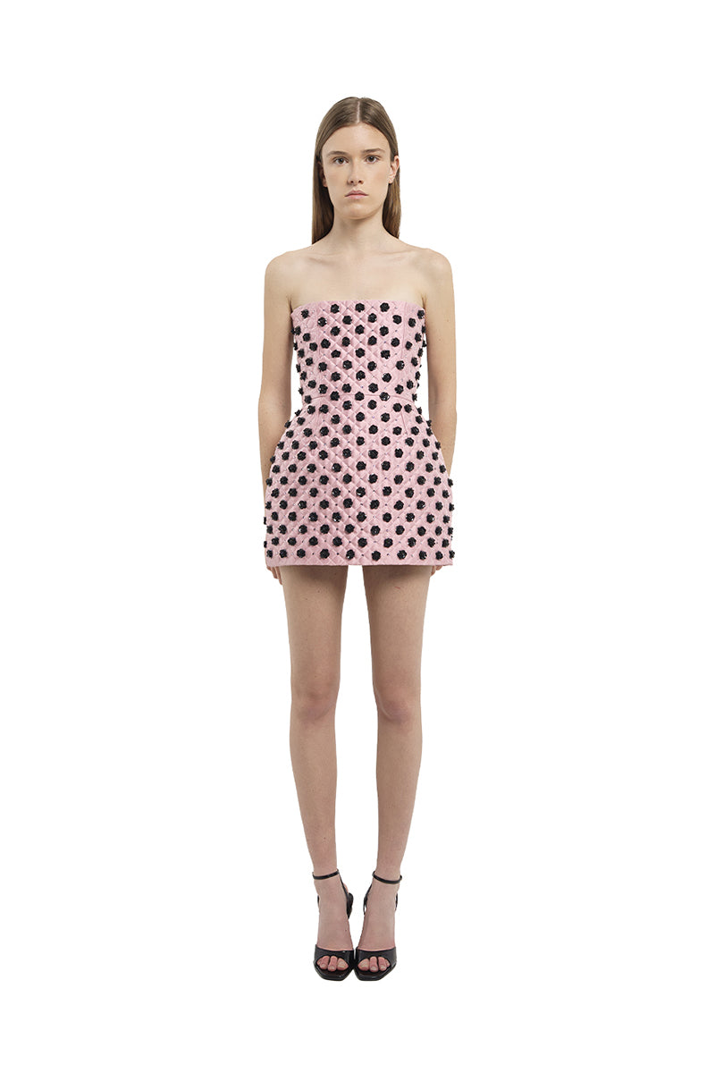 QUILTED MINI DRESS IN PINK