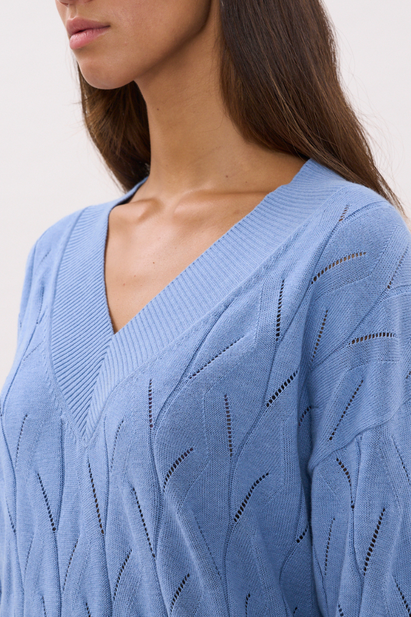 OVERSIZED V NECK JUMPER IN LIGHT BLUE