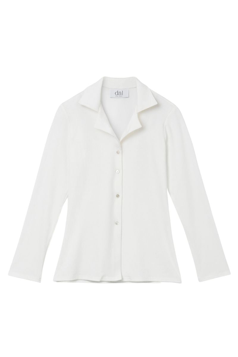 MODAL RIB KNIT COLLARED CARDIGAN