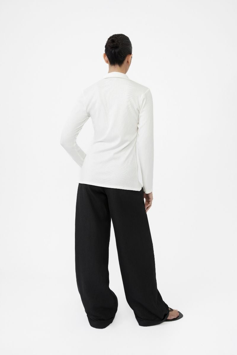 MODAL RIB KNIT COLLARED CARDIGAN
