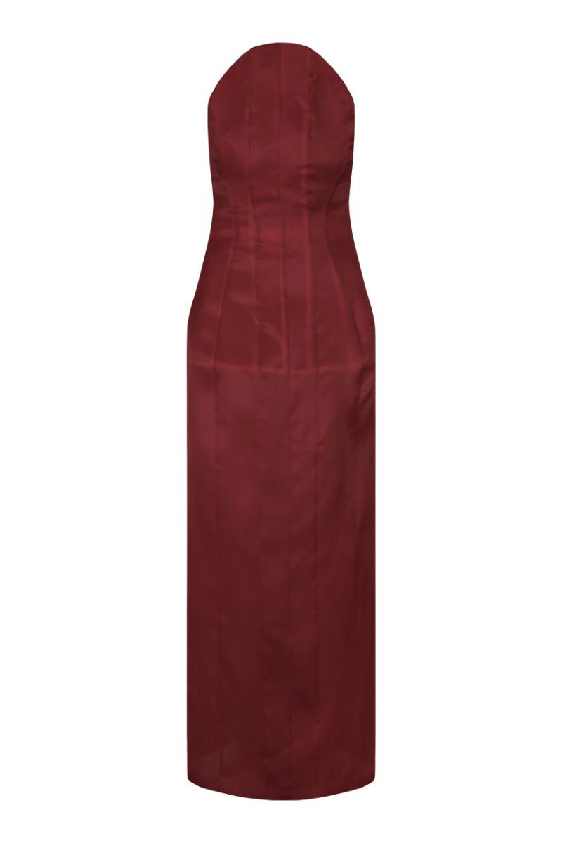 CORSET SILK GOWN IN RED